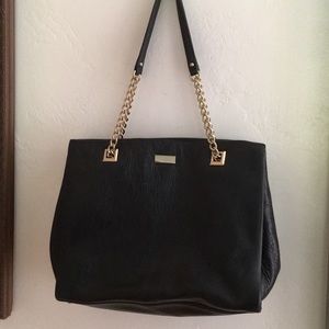 Black Kate Spade a leather gold handle handbag